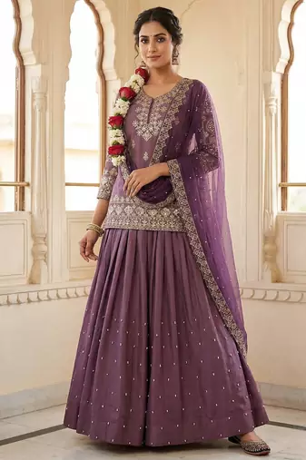 Designer Heavy Work Onion Color Top With Lehenga
