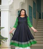 Yash gallery women's rayon anarkali kurta (black)