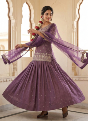 Designer Heavy Work Onion Color Top With Lehenga 2