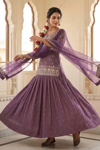 Designer Heavy Work Onion Color Top With Lehenga