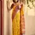 Yellow pochampalli silk saree with graceful woven designer looks