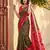 Olive green pochampalli silk saree with graceful woven designer looks