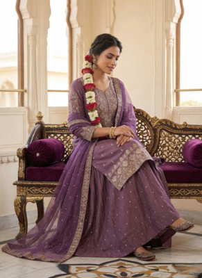 Designer Heavy Work Onion Color Top With Lehenga 3