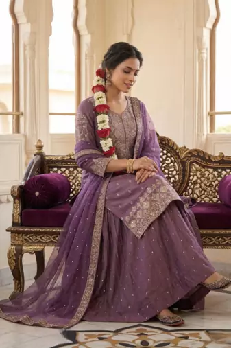 Designer Heavy Work Onion Color Top With Lehenga