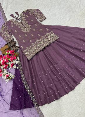Designer Heavy Work Onion Color Top With Lehenga 4