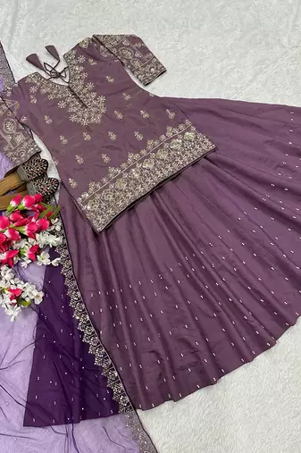 Designer Heavy Work Onion Color Top With Lehenga
