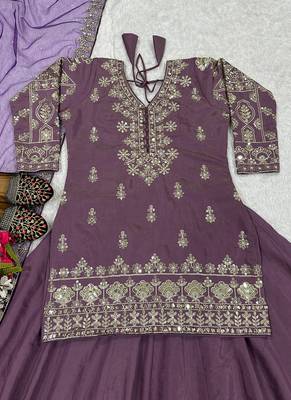 Designer Heavy Work Onion Color Top With Lehenga 5