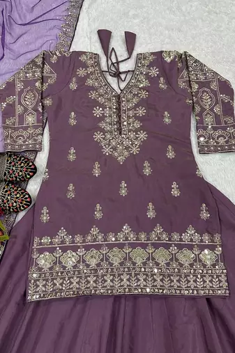 Designer Heavy Work Onion Color Top With Lehenga