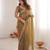 Gold color twill net fabric ethnic and girlie ceremonial saree for girls