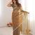 Gold color twill net fabric ethnic and girlie ceremonial saree for girls