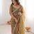 Gold color twill net fabric ethnic and girlie ceremonial saree for girls