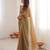 Gold color twill net fabric ethnic and girlie ceremonial saree for girls