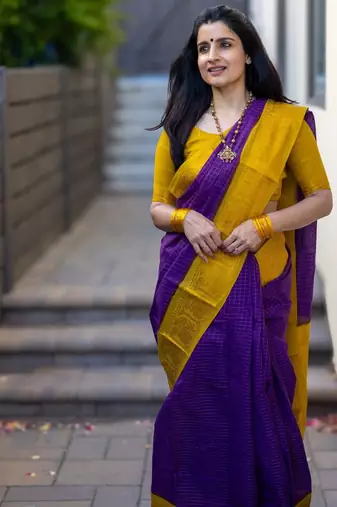 Purple soft silk blend banarasi jacuard work designer saree with blouse