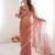 Peach color twill net fabric ethnic and girlie ceremonial saree for girls