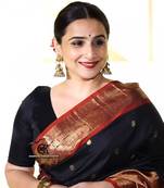 Black soft silk blend banarasi jacuard work designer saree with blouse