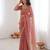 Peach color twill net fabric ethnic and girlie ceremonial saree for girls