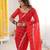 Red color twill net fabric ethnic and girlie ceremonial saree for girls