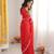Red color twill net fabric ethnic and girlie ceremonial saree for girls