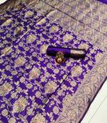 Purple soft silk blend banarasi jacuard work designer saree with blouse