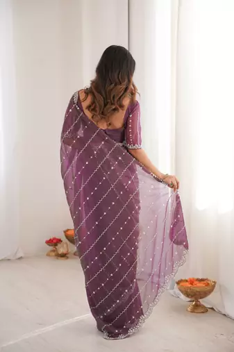 Wine twill net ethnic and girlie ceremonial saree girls