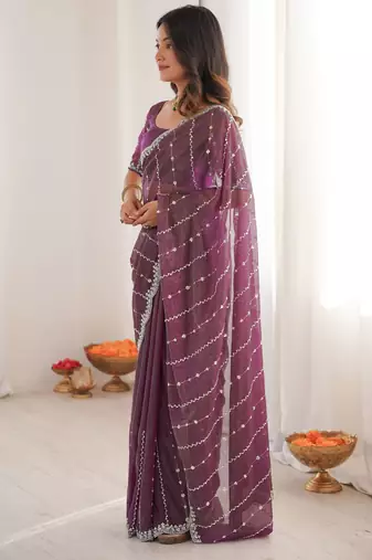 Wine twill net ethnic and girlie ceremonial saree girls