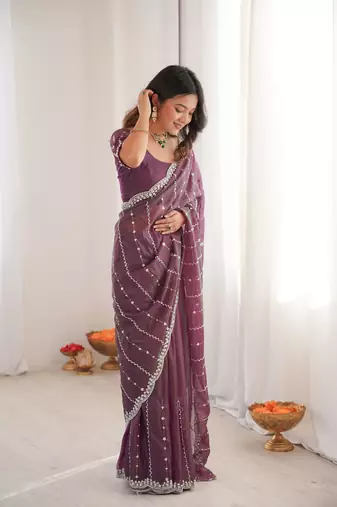 Wine twill net ethnic and girlie ceremonial saree girls