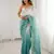 Rama color crunchy fabric beautiful sequins work bollywood style ceremonial saree
