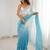 Sky blue color crunchy fabric beautiful sequins work bollywood style ceremonial saree