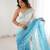 Sky blue color crunchy fabric beautiful sequins work bollywood style ceremonial saree