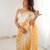 Yellow color crunchy fabric beautiful sequins work bollywood style ceremonial saree