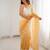 Yellow color crunchy fabric beautiful sequins work bollywood style ceremonial saree
