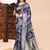 Blue color ethnic lichi silk fabric graceful woven designer saree