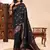 Black color ethnic lichi silk fabric graceful woven designer saree