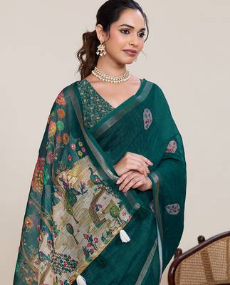 Rama linen silk blend ethnic partywear saree 3