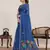 Blue linen silk fabric ethnic partywear saree
