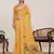Mustard color linen silk fabric ethnic partywear saree