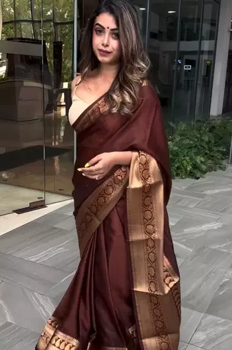 Maroon soft silk blend banarasi jacuard work designer saree with blouse