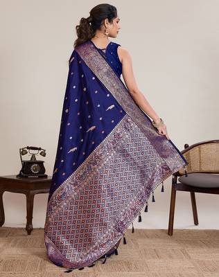 Blue woven work graceful partywear saree 2