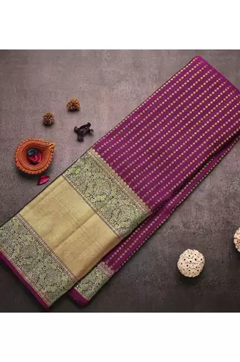 Magenta silk blend banarasi jaquard designer saree with blouse