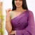 Wine soft linen slub jacuard work designer saree with blouse