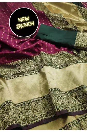 Magenta silk blend banarasi jaquard designer saree with blouse