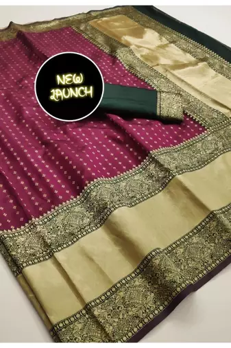 Magenta silk blend banarasi jaquard designer saree with blouse