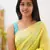 Yellow linen slub jaquard designer saree with blouse