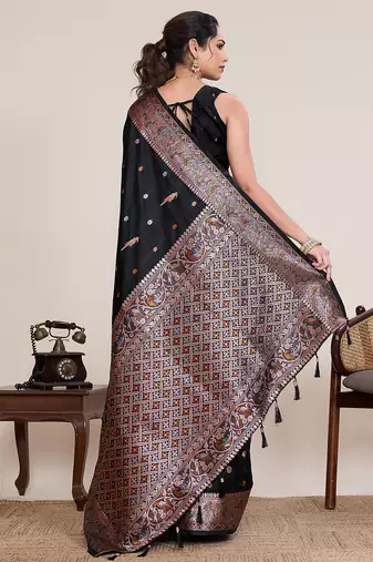 Black woven work graceful partywear saree