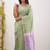 Green soft linen slub jacuard work designer saree with blouse