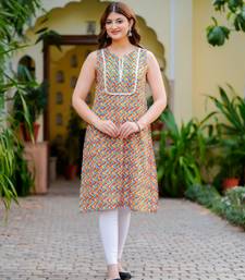 Yash gallery women's rayon short kurti multi-colour zig zag print sleeveless (multi)