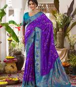 Violet color beautiful girlie woven designer partywear saree