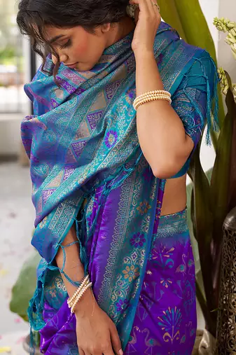 Violet girlie woven partywear saree