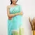 Turquoise soft linen slub jacuard work designer saree with blouse