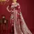 Maroon color beautiful silk blend fabric woven designer ethnic ceremonial saree